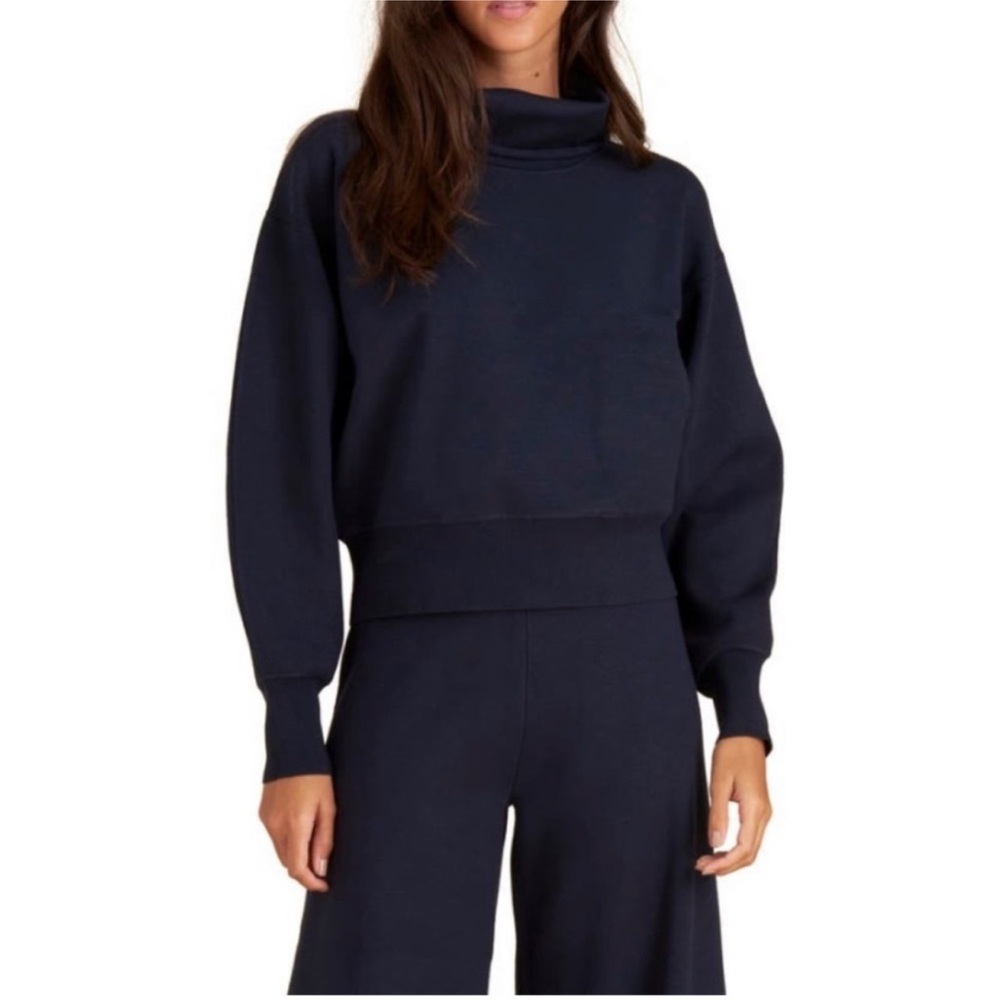 Veronica Beard Lotta Turtleneck Navy Blue Long Sleeve Pullover Top Womens Medium